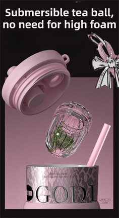 710ML Silver Luxury Gradient Textured Aurora Starry Night Insulated Travel Mug (Bow Pendant Gift Box) – Ceramic Liner Car Coffee Tumbler with Pop-Up Straw Dual Lid, Sinking Tea Infuser Ball and Cup Sleeve