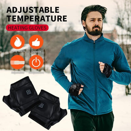 1 Pairs Wireless Electric 3 Levels Heated Fingerless Gloves  with Windproof Waterproof PU Leather, USB-C Rechargeable Outdoor Activities Hand Warmer for Men Women Riding Home Office