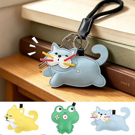 Green Frog Squeeze Meow Sounding Keychain Pendant – Eco-Friendly Leather Cat and Dog Bag Charm for Stress Relief, Backpack Decor and Gift Giving