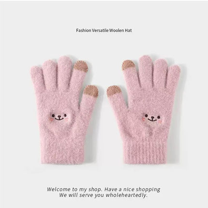 Pink Winter Cashmere-Like Scarf and Gloves Gift Set for Women - Solid Color Tassel Warm Neck Wrap with Touchscreen Knit Mittens, Premium Gift Box - Birthday & Holiday Present