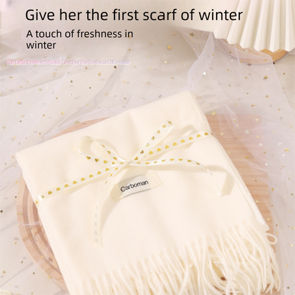 White Winter Scarf Gift Box Set for Women （Earmuffs, Gloves, and Scarf 3-Piece Set）- Soft Warm Scarf with Luxury Gift Packaging Birthday Present for Girlfriend Wife Daughter