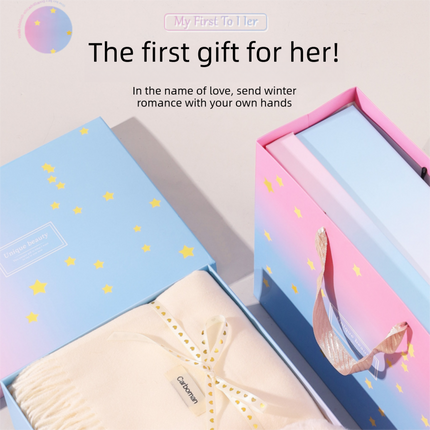 Pink and White Winter Scarf Gift Box Set for Women （4-Piece Set: Earmuffs, Hat, Gloves, and Scarf）- Soft Warm Scarf with Luxury Gift Packaging Birthday Present for Girlfriend Wife Daughter