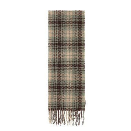 Striped Wool-Blend Beanie & Plaid Fringed Scarf Set — Soft Knit Hat (36 x 26 cm) and Oversized Shawl (200 x 65 cm); A Must-Have for Christmas and Cold Weather