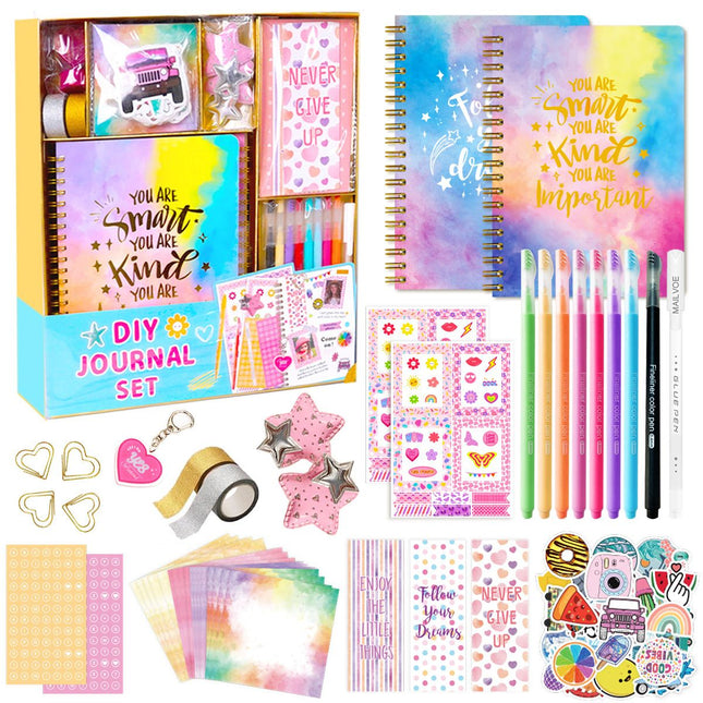 DIY Journal Set for Girls Scrapbook Kit Creative Diary Craft Gift Set with Stickers Pens Washi Tape Birthday Gift