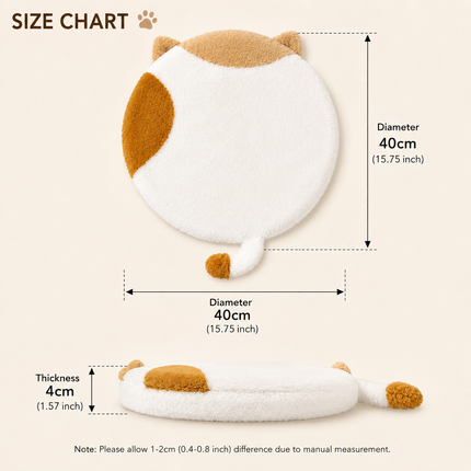 40cm Round Cat-Themed Seat Cushion (Black and White Cat) — Slow-Rebound Memory Foam, Soft Plush, Washable — Ideal for Office Chairs, Bedrooms, Dorms, and Reading Nooks