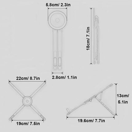Grayish blue Foldable Magnetic Phone & Tablet Stand Aluminium Alloy Laptop Holder Adjustable Desktop Stand for Mobile Phone, Tablet and Notebook