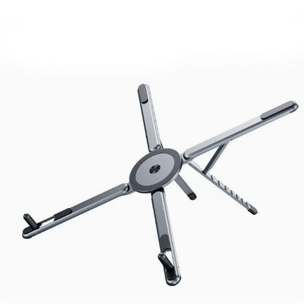 Gray Foldable Magnetic Phone & Tablet Stand Aluminium Alloy Laptop Holder Adjustable Desktop Stand for Mobile Phone, Tablet and Notebook