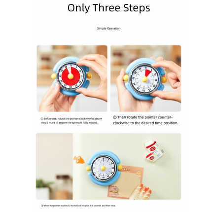 Macaron Pastel Dual-Tip Highlighter & Magnetic Mechanical Timer(Blue) Set - Visual Time Management for Study, Cooking & Productivity