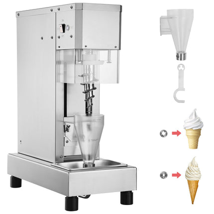 Ice Cream Blender, 750W High-Speed Ice Cream Maker Mixer Stir Machine 1740RPM, 304 Stainless Steel Ice Cream Shaker, Long Handle + PC Protective Shield, Customizable with any Flavor of Ice Cream