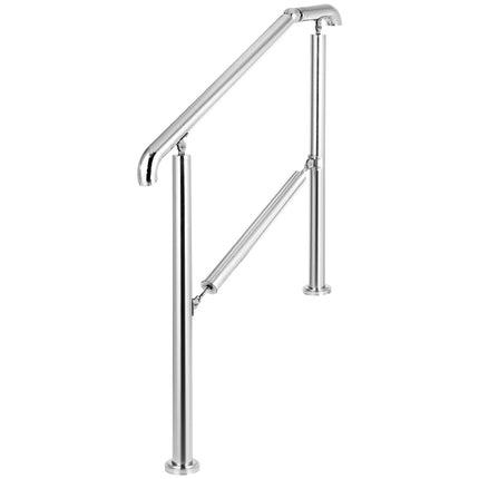 3 Step Railing Stainless Steel Transitional Handrail fit for Level Surface and 1 to 3 Steps Adjustable Stair Railing Indoor Outdoor Step Railings 220lb Capacity W/ Installation Kit Porch DIY