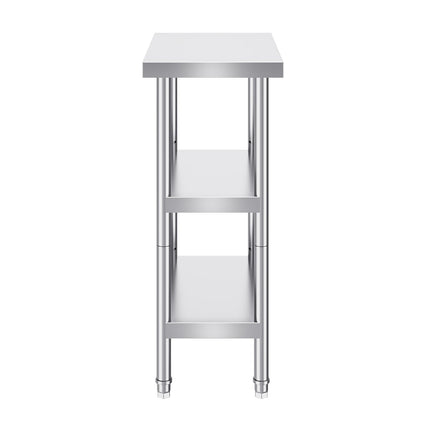 Stainless Steel Food Prep Table, 14 x 24 x 34 Inch Commercial Kitchen Worktable, with 2 Adjustable Undershelf, Heavy Duty Prep Table Metal Work Table for BBQ, Kitchen, Home, and Garage