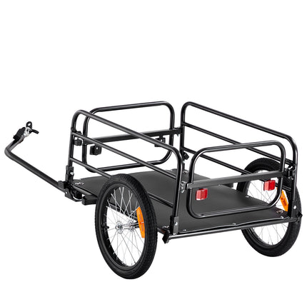 Bike Cargo Trailer, 72.5 kg Load, Heavy-Duty Bicycle Wagon Cart, Foldable Compact Storage & Quick Release with Universal Hitch, 406.4 mm Wheels, Safe Reflectors, Fits 558.8-711.2 mm Bike Wheels
