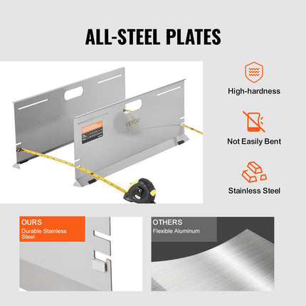 Wheel Alignment Tool, 2-Pack Alignment Tool Toe Plates, Stainless Steel Toe Angle Measurement Tool Plate, 4 Alignment Rods and Magnetic Slots, Includes Measuring Tapes & Conversion Chart