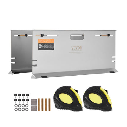 Wheel Alignment Tool, 2-Pack Alignment Tool Toe Plates, Stainless Steel Toe Angle Measurement Tool Plate, 4 Alignment Rods and Magnetic Slots, Includes Measuring Tapes & Conversion Chart