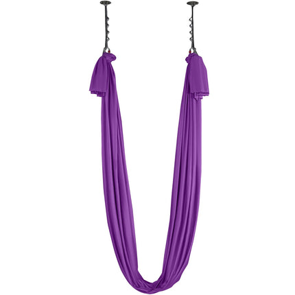 Aerial Silk & Yoga Swing, 8 m Length, Aerial Yoga Hammock Kit with 100gsm Nylon Fabric, Full Rigging Hardware & Easy Set-up Guide, Antigravity Flying for All Levels Fitness Bodybuilding, Purple
