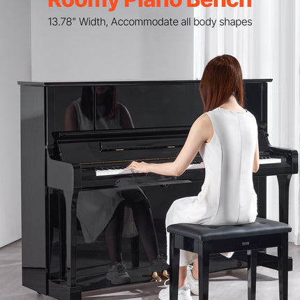 Piano Bench, 22" x 13.78" x 19", Keyboard Piano Chair with High-Density Padded Cushion, Storage Compartment for Music Books, Wooden Piano Bookcase Stool Seat, for Vanity, Living Room, Bedroom