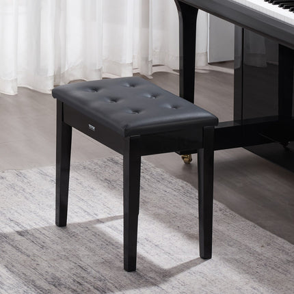 Piano Bench, 22" x 13.78" x 19", Keyboard Piano Chair with High-Density Padded Cushion, Storage Compartment for Music Books, Wooden Piano Bookcase Stool Seat, for Vanity, Living Room, Bedroom