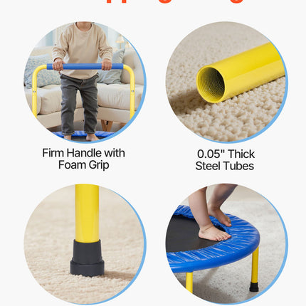 3FT Trampoline for Kids, 92 cm Trampolines Indoor/Outdoor Trampoline for Toddlers, Foldable Mini Baby Trampoline with Foam Handle, Recreational Trampoline Birthday Gift for 3+ Years Kids