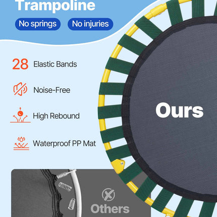 3FT Trampoline for Kids, 92 cm Trampolines Indoor/Outdoor Trampoline for Toddlers, Foldable Mini Baby Trampoline with Foam Handle, Recreational Trampoline Birthday Gift for 3+ Years Kids