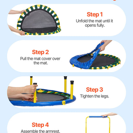 3FT Trampoline for Kids, 92 cm Trampolines Indoor/Outdoor Trampoline for Toddlers, Foldable Mini Baby Trampoline with Foam Handle, Recreational Trampoline Birthday Gift for 3+ Years Kids