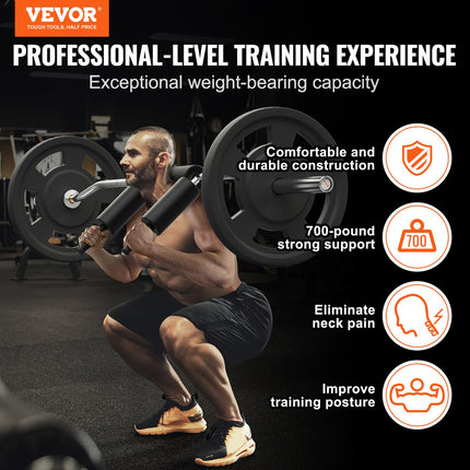 Safety Squat Bar, 318kg Fitness Squat Bar, Safety Squat Bar Attachment with Shoulder and Arm Pads, 28mm Diameter Weight Bar, Ideal for Front Squats, Lunges, Rehab, Physical Therapy