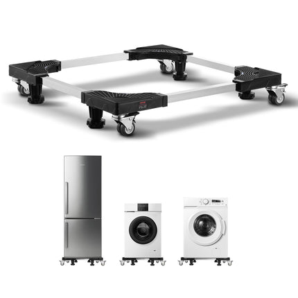 Fridge Stand Mobile Base, 1100 lbs Load Capacity, Washing Machine Stand with 8 Locking Twin Wheels and 4 Brakes, 27.5 -35.4 Inches Adjustable Furniture Dolly for Washer, Refrigerator and Dryer
