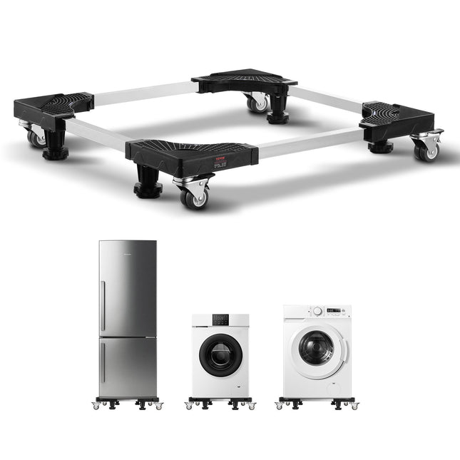 Fridge Stand Mobile Base, 1100 lbs Load Capacity, Washing Machine Stand with 8 Locking Twin Wheels and 4 Brakes, 27.5 -35.4 Inches Adjustable Furniture Dolly for Washer, Refrigerator and Dryer