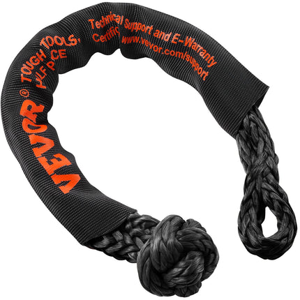 Synthetic Soft Shackle Rope, 2 Pack 12.7 x 558.8 mm 20 Ton Breaking Strength, Recovery Tow Shackles with Extra 2 Sleeves and Storage Bag for UTV, ATV, Trucks, Jeep, Off-Road Vehicles, Black