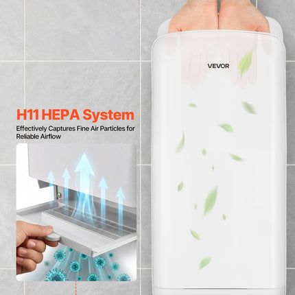 Vertical Hand Dryer, Hand Dryers with HEPA Filter, 19000 RPM High-Speed Motor, Dual-Side Airflow, ABS Sturdy Automatic Air Wall Mount Fast Drying for Commercial Bathrooms Modern Home, White