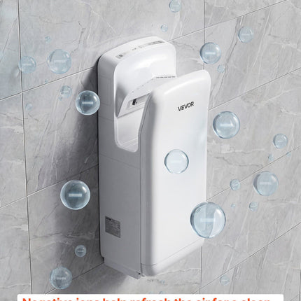 Vertical Hand Dryer, Hand Dryers with HEPA Filter, 19000 RPM High-Speed Motor, Dual-Side Airflow, ABS Sturdy Automatic Air Wall Mount Fast Drying for Commercial Bathrooms Modern Home, White