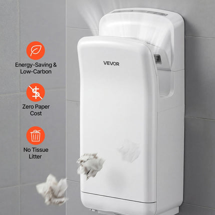 Vertical Hand Dryer, Hand Dryers with HEPA Filter, 19000 RPM High-Speed Motor, Dual-Side Airflow, ABS Sturdy Automatic Air Wall Mount Fast Drying for Commercial Bathrooms Modern Home, White