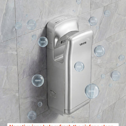 Vertical Hand Dryer, Hand Dryers with HEPA Filter, 19000 RPM High-Speed Motor, Dual-Side Airflow, ABS Sturdy Automatic Air Wall Mount Fast Drying for Commercial Bathrooms Modern Home, Silver