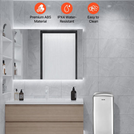 Vertical Hand Dryer, Hand Dryers with HEPA Filter, 19000 RPM High-Speed Motor, Dual-Side Airflow, ABS Sturdy Automatic Air Wall Mount Fast Drying for Commercial Bathrooms Modern Home, Silver