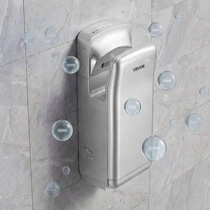 Vertical Hand Dryer, Hand Dryers with HEPA Filter, 19000 RPM High-Speed Motor, Dual-Side Airflow, ABS Sturdy Automatic Air Wall Mount Fast Drying for Commercial Bathrooms Modern Home, Silver