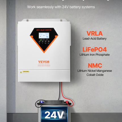 Hybrid Solar Inverter, 3500W, All in One Pure Sine Wave Power Inverter Charger, 220V AC, with Built-in 100A MPPT Solar Charger Controller, for Off-Grid System Lead Acid Lithium Battery