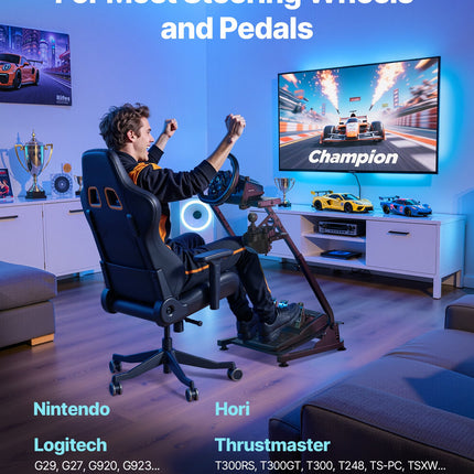 Racing Wheel Stand, Adjustable & Foldable Simulator Stand for Logitech G29 G27 G920 G923, Thrustmaster T300RS T300GT T248 TS-PC TSXW Gaming Cockpit,Pedals Simulator NOT Included