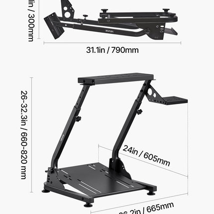 Racing Wheel Stand, Adjustable & Foldable Simulator Stand for Logitech G29 G27 G920 G923, Thrustmaster T300RS T300GT T248 TS-PC TSXW Gaming Cockpit,Pedals Simulator NOT Included