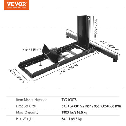 Motorcycle Wheel Chock Upright, 816.5 kg Capacity, Heavy-duty Steel Motorcycle Front Wheel Stand with 6 Adjustable Holes, For 381-558.8 mm Off-Road Motorcycles, Standard Motorcycles
