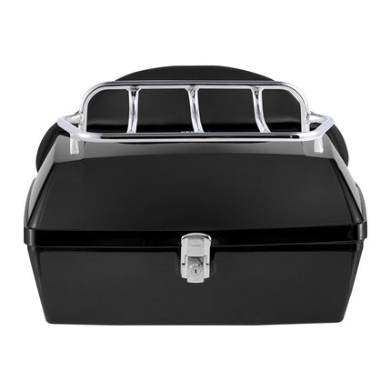 Motorcycle Top Case, Universal Durable PP Material Motorbike Tail Box with Reflective Panel, 48L Waterproof Detachable Motorcycle Top Box with Multi-Hole Base, Fit for 99% of Motorcycle Frames