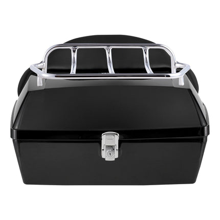 Motorcycle Top Case, Universal Durable PP Material Motorbike Tail Box with Reflective Panel, 48L Waterproof Detachable Motorcycle Top Box with Multi-Hole Base, Fit for 99% of Motorcycle Frames