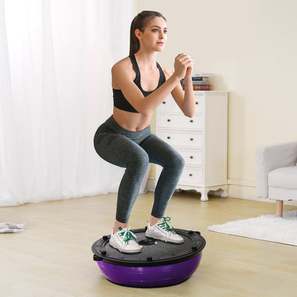 Half Exercise Ball Trainer, 23 inch Balance Ball Trainer, 660lbs Stability Ball, Yoga Ball with Resistance Bands & Foot Pump, Strength Fitness Ball for Home Gym, Full Body Workout, Purple