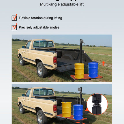 Hitch Deer Hoist with Lifting System Platform, 300 lbs Load Capacity, Game Hoist Winch Lift with 2-inch Receiver, 360-Degree Swivel Shaft & Foldable, Hitch-Mounted Deer Hanger for Moving Game