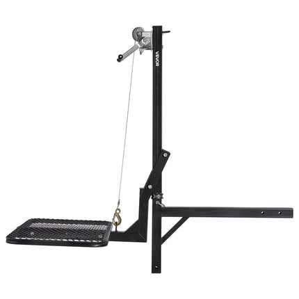 Hitch Deer Hoist with Lifting System Platform, 300 lbs Load Capacity, Game Hoist Winch Lift with 2-inch Receiver, 360-Degree Swivel Shaft & Foldable, Hitch-Mounted Deer Hanger for Moving Game