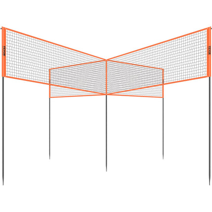 4-Way Volleyball Net, Adjustable Height Badminton Net Set for Backyard Beach Lawn, Outdoor Portable Volleyball Net with Carrying Bag, 4 Square Quick Assemble Game Set For Kids And Adults