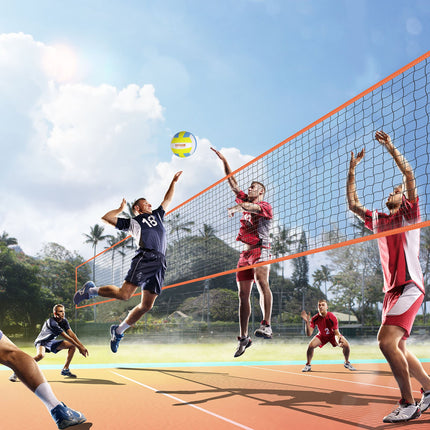 4-Way Volleyball Net, Adjustable Height Badminton Net Set for Backyard Beach Lawn, Outdoor Portable Volleyball Net with Carrying Bag, 4 Square Quick Assemble Game Set For Kids And Adults