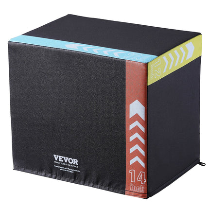 3 in 1 Plyometric Jump Box, 16/14/12 Inch Cotton Plyo Box, Platform & Jumping Agility Box, Anti-Slip Fitness Exercise Step Up Box for Home Gym Training, Conditioning Strength Training, Black