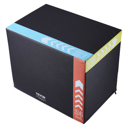 3 in 1 Plyometric Jump Box, 30/24/20 Inch Foam Plyo Box, Platform & Jumping Agility Box, Anti-Slip Fitness Exercise Step Up Box for Home Gym Training, Conditioning Strength Training, Black