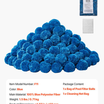 Pool Filter Balls for Sand Filter Pump Swimming Pool 0.71 kg Reusable Blue