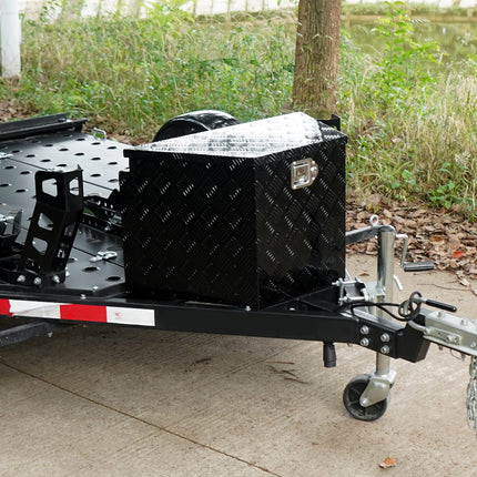 Trailer Tongue Box, Aluminum Alloy Diamond Plate Tongue Box Tool Chest, Heavy Duty Trailer Box Storage with Lock and Keys, for Pickup Truck, RV, Trailer, 737 x 410 x 460 mm/29x16.5x18inch