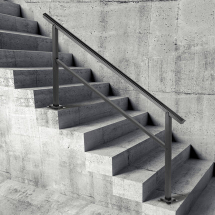 Outdoor Handrail 165LBS Load Handrail Outdoor Stairs Aluminum Stair Handrail 152 x 89.5 cm Outdoor Stair Railing Transitional Range from 0 to 30° Staircase Handrail Fits 4-5 Steps with Screw Kit